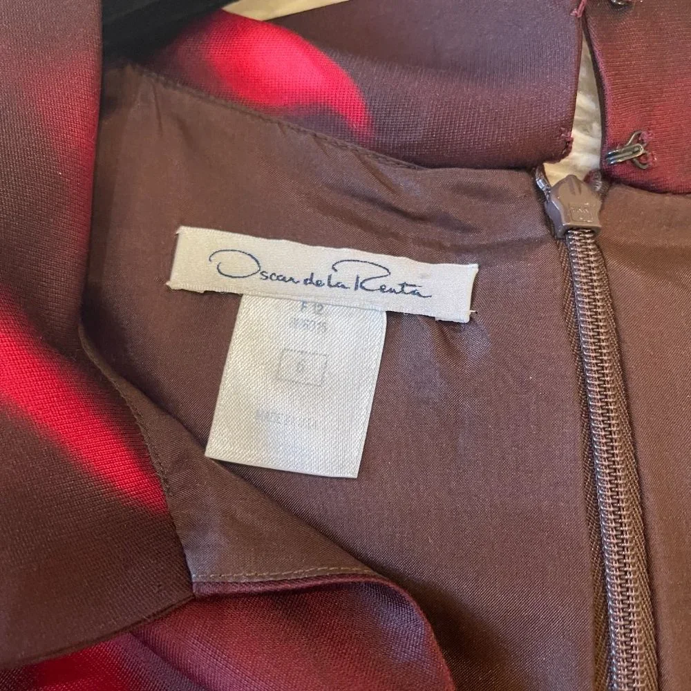 Oscar De La Renta Merlot Red Mikado Silk Dress - Picture 7 of 11